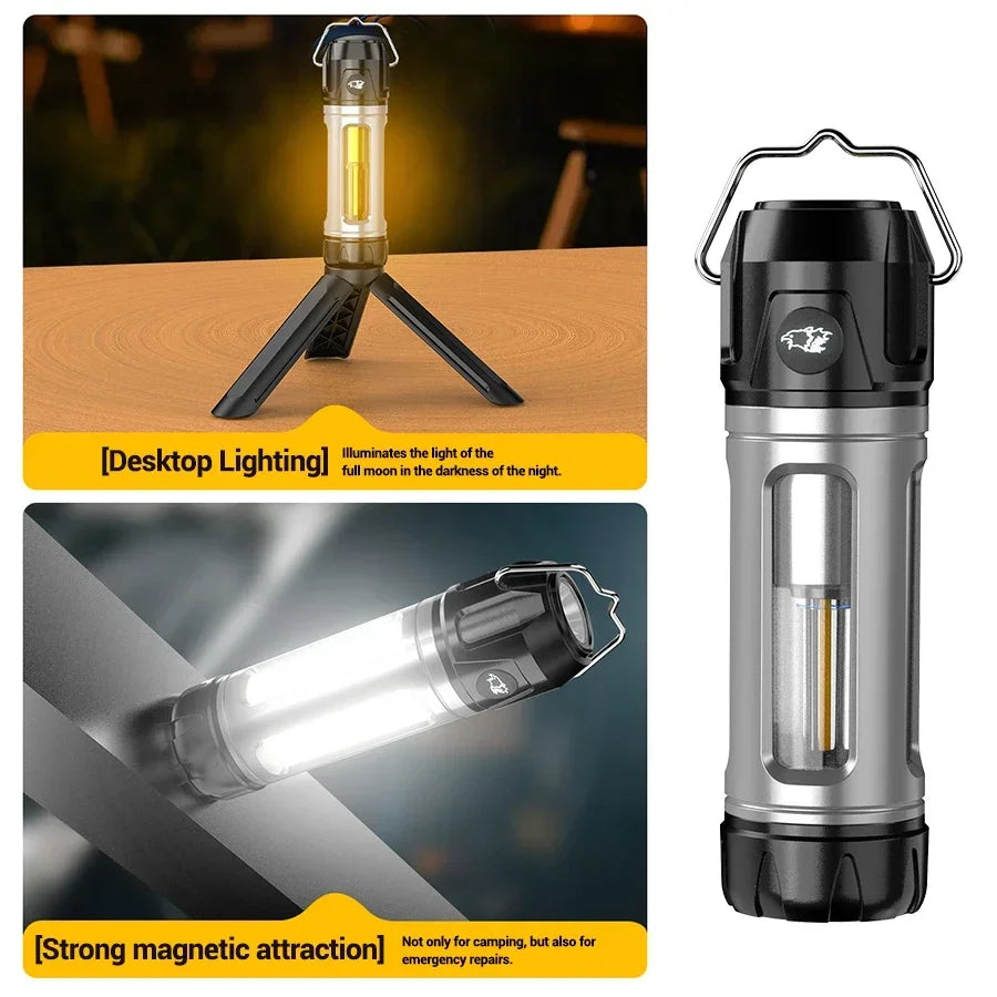 Camping Light Lightweight Handheld Torch  5 Lighting Modes Rechargeable Tent Lamp for Patio Climbing 8 Light Filaments