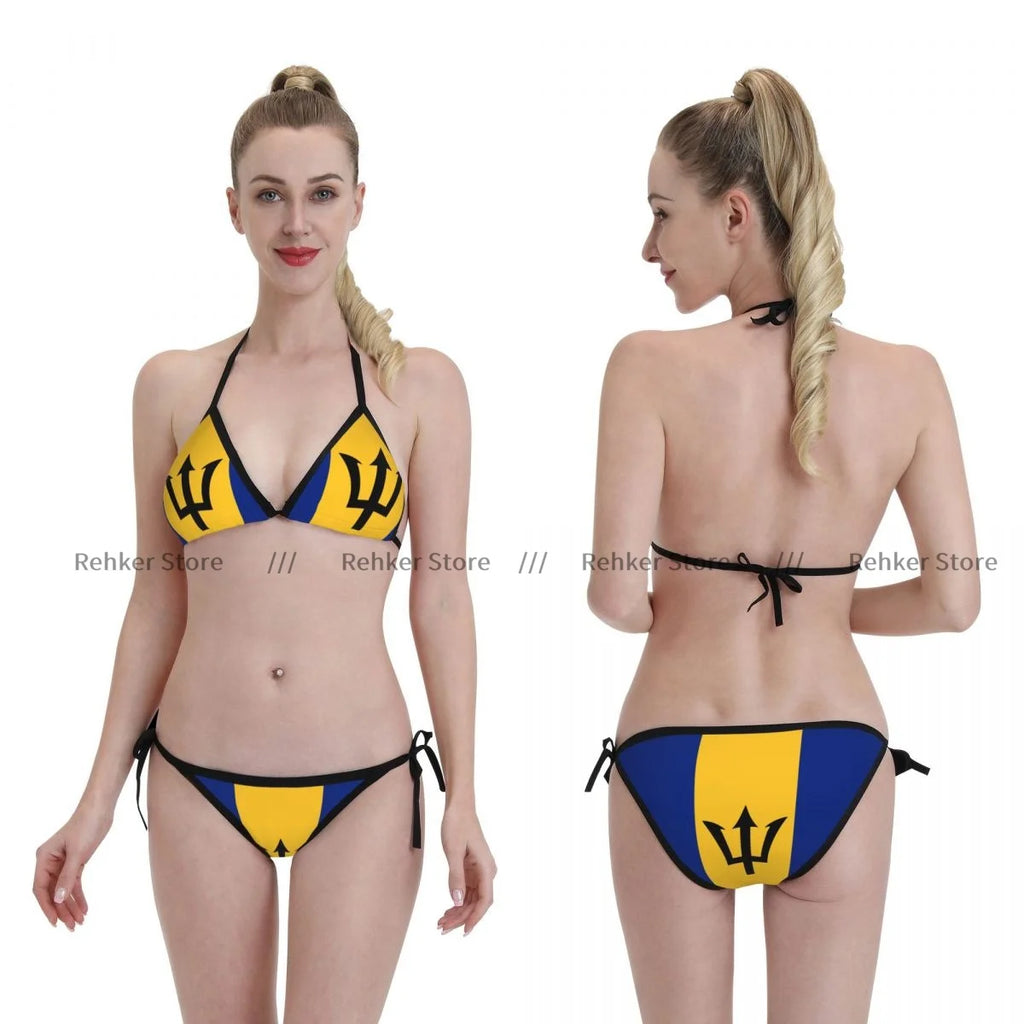 Sexy Bikini Women Swimsuit Two Piece Swimwear Barbados Flag Bathing Suit Beachwear