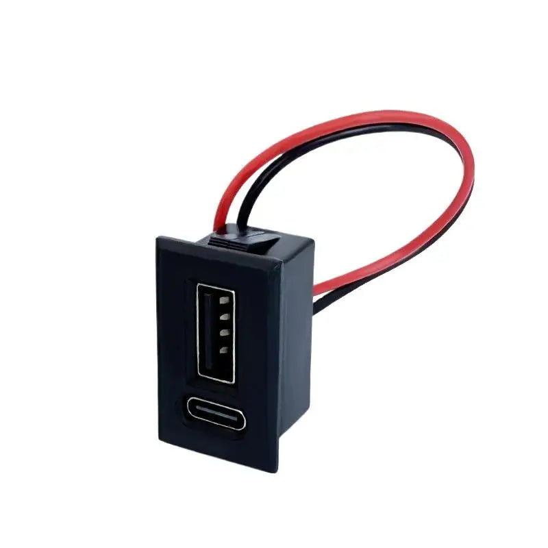 USB Female Base Type-C Double-Layer Socket Lamp Charging Socket Power Phone Socket With Cable Connector