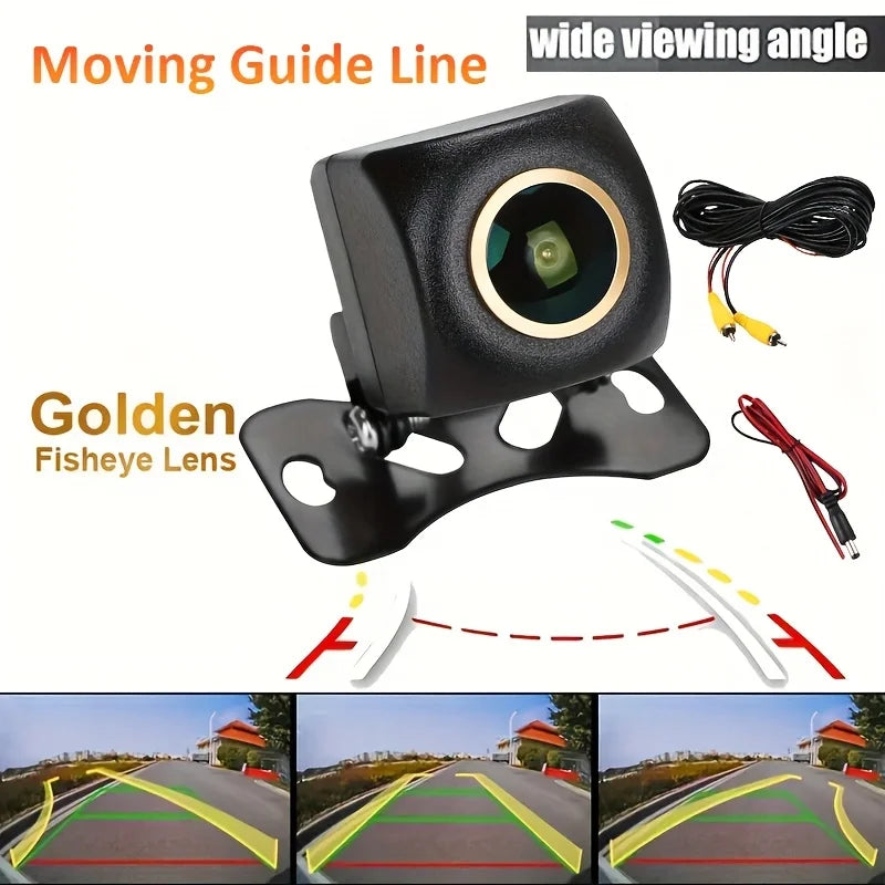 HD Backup Camera with Dynamic Trajectory Guide Lines, Full Color Night Vision Wide Angle Fisheye Lens for SUV, Truck, RV, Camper