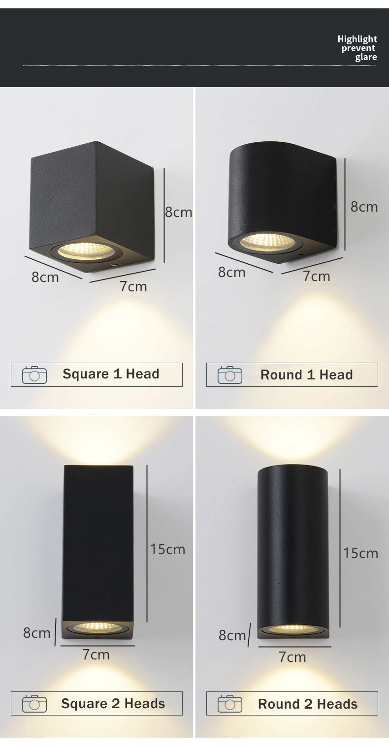Tuya Smart LED Wall Light Up and Down RGB CCT Outdoor Bluetooth/WIFI APP Control GU10 Bulb Exterior Garden Porch Sconces Lamp