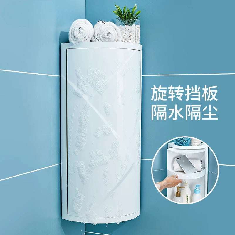Non porous corner cabinet bathroom corner multifunctional wall mounted storage rack