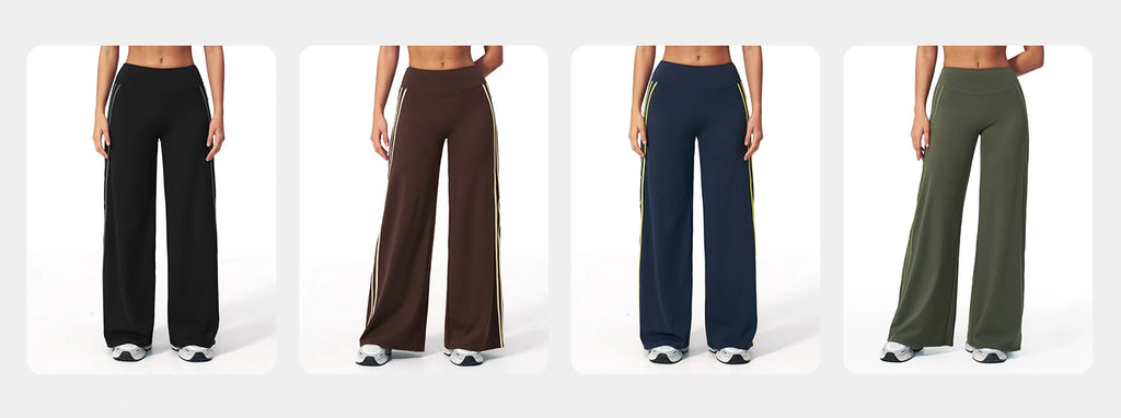 Yoga Pants High Waist Wide Leg Trousers Women Tummy Control Flared Pants Straight Workout Trousers Casual Fitness Bell-bottoms