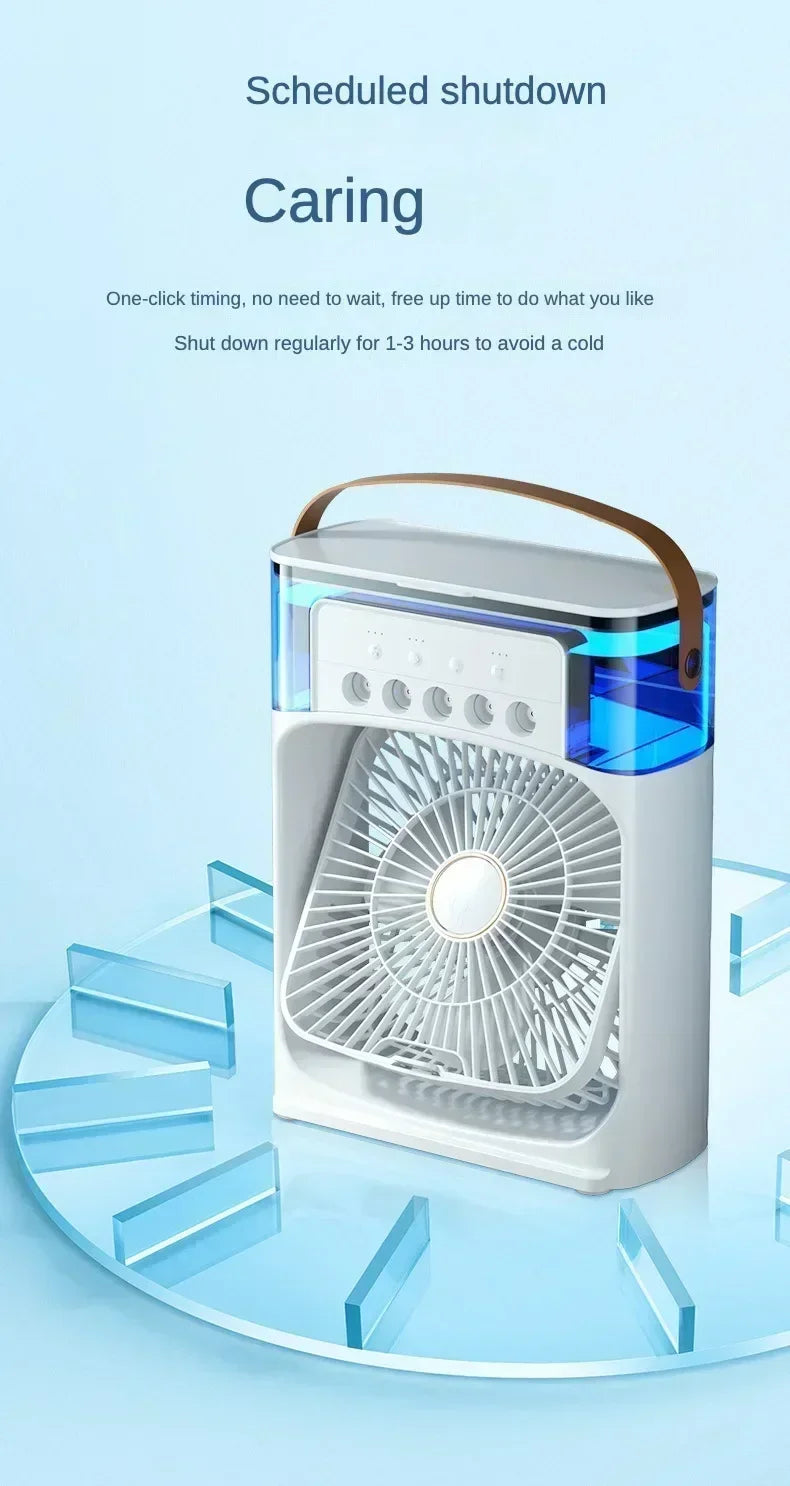 Fan Portable Air Cooler Conditioner Humidifier with Water Tank Quite Mist Water Spray Fan for Home Room Camping Car Office