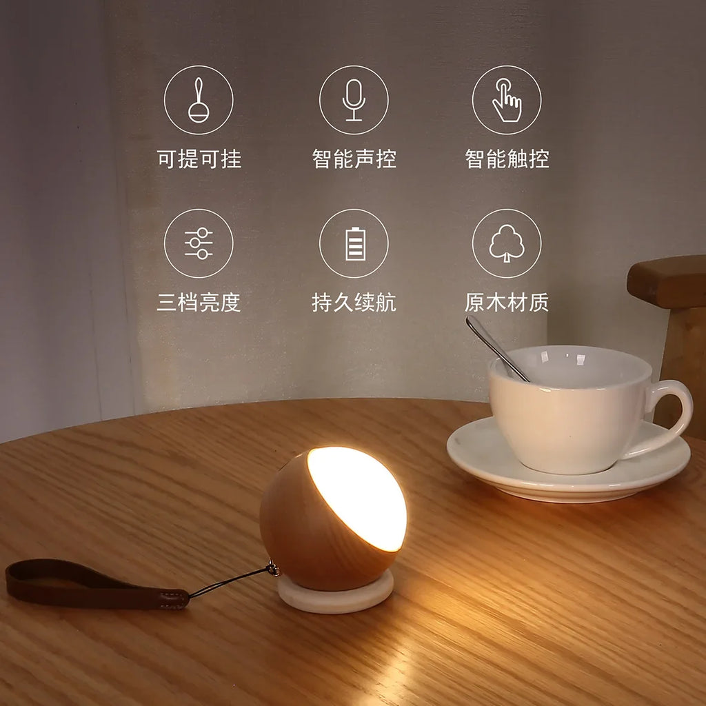 Smart Voice Control Light Portable Light USB Charging Wall Lamps Bedside Light Wall Hanging Wireless Round Atmosphere Lighting