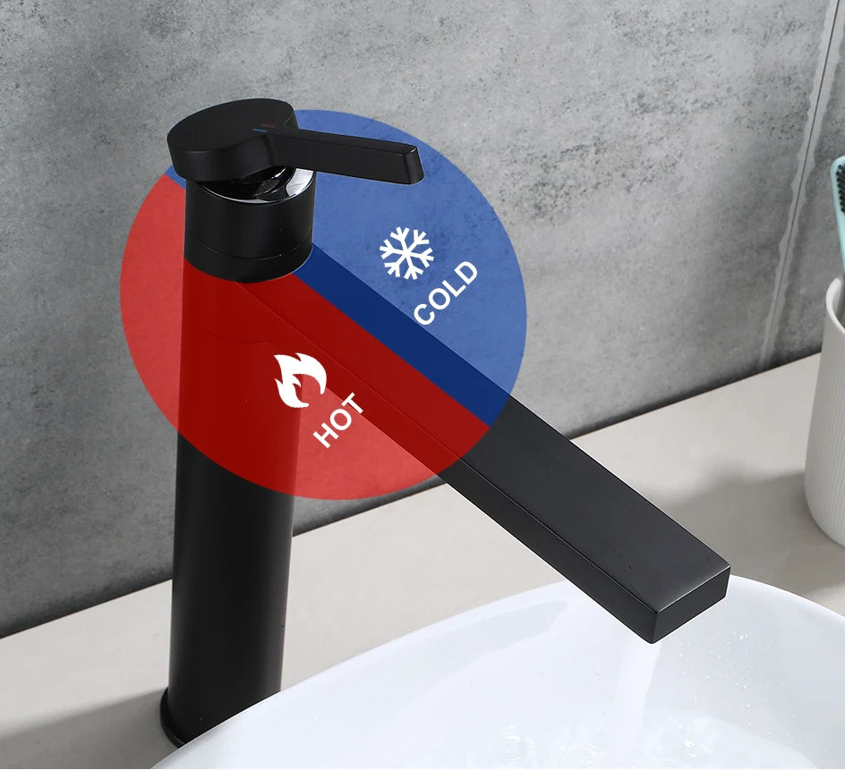 VGX Bathroom Faucets High Basin Mixer Sink Tall Faucet Gourmet Washbasin Taps Water Tap Hot Cold 360° Tapware Crane Brass Black