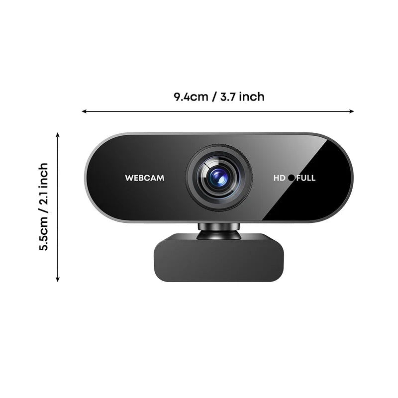 1080P FHD Webcam with Microphone, USB Computer Camera for Laptop Desktop, Wide Angle for Online Class & Video Conference