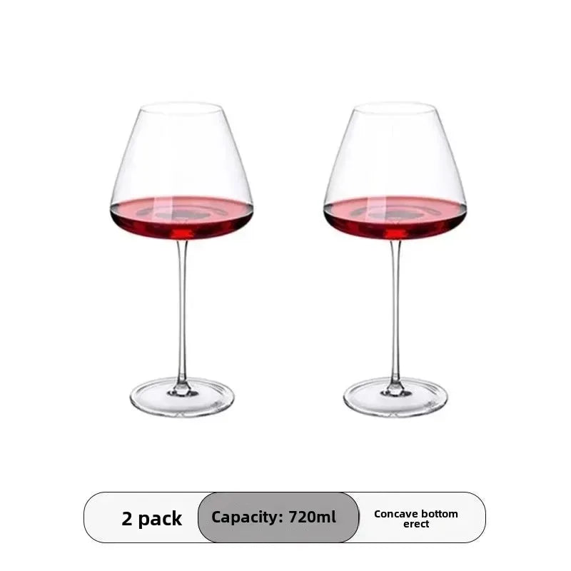 720ml Crystal Burgundy Wine Glasses Set Modern Fluted Design Dishwasher Safe for Red Wine Tasting Home Bar Decor Gift
