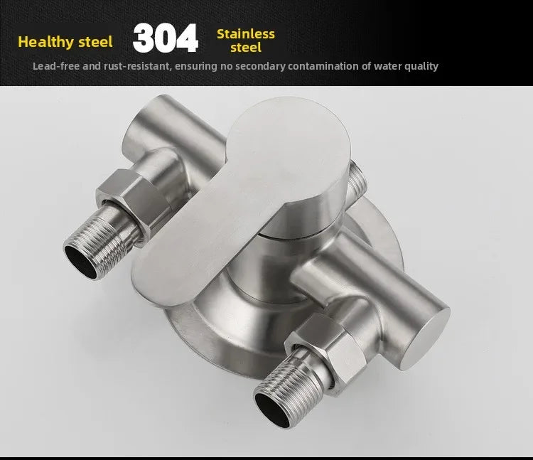 304 Stainless Steel Surface Shower Set Hot and Cold Switch Brushed Water Mixing Valve Faucet