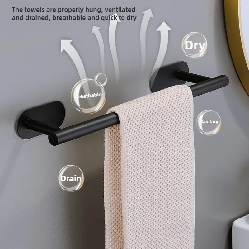 Self Adhesive Stainless Steel Hand Towel Holder No Drill Wall Mount Towel Bar Waterproof Shower Rack for Bathroom Accessories