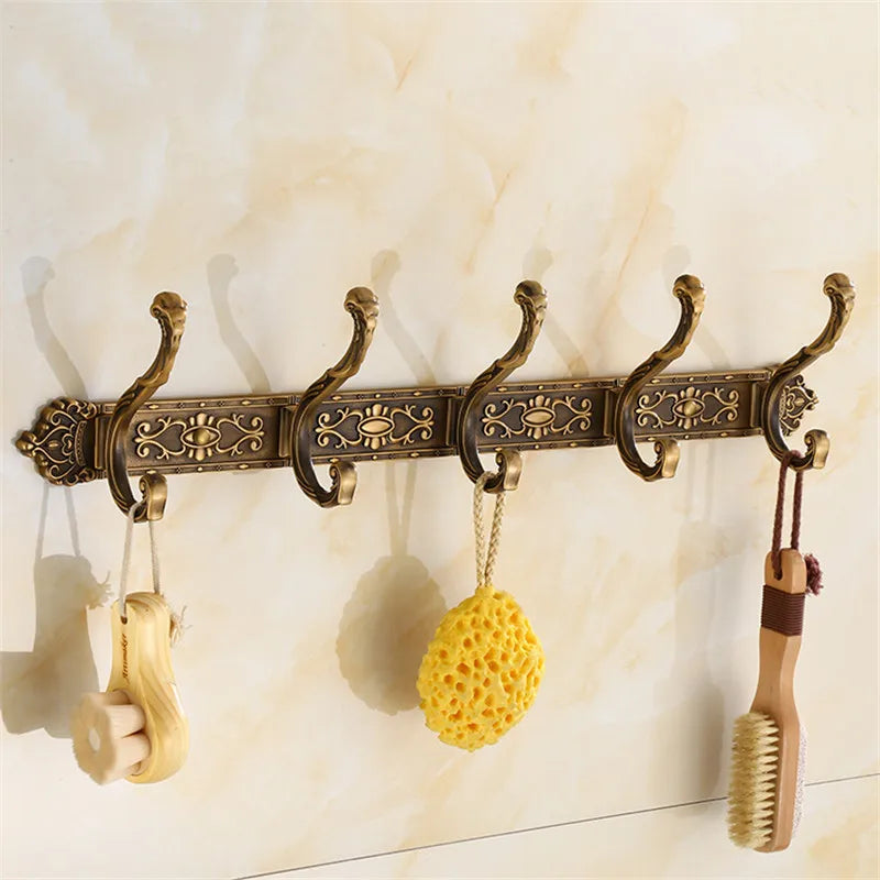 Antique Carved Towel Hanger Clothes Hat Hook Row Vintage Robe Hook Bathroom Robe Hook Bath Hardware Set Kitchen Hanger