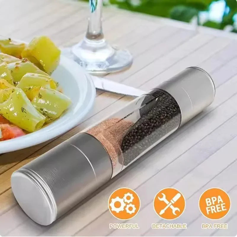 Double Head Pepper Grinder Stainless Steel Spice Bottle Pepper Mill Manual Spice Grinder Mill Household Kitchen Gadgets