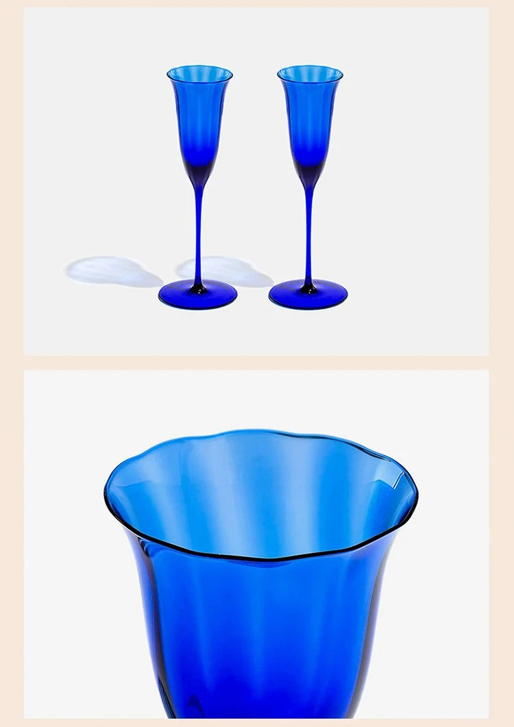 Sapphire Blue Wine Glasses Goblets niche Flowers Red Wine Glasses Crystal Glass Cocktails Martini Glasses Cup