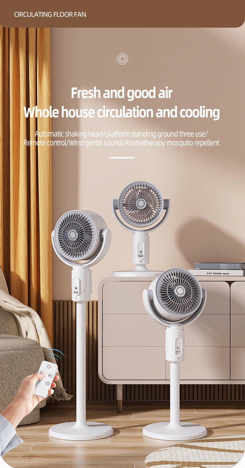 Air Circulation Fan Rechargeable Oscillating Fan Five Gear Adjustment Stand Fan Adjustable Height Household Air Circulation Fan