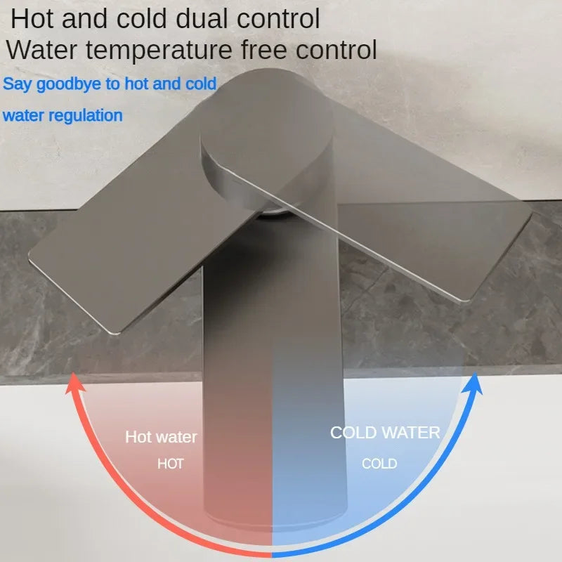 Stainless Steel Hot and Cold Water Faucet for Bathroom Sink, Washbasin, Countertop, Household Stainless Steel Basin Faucet