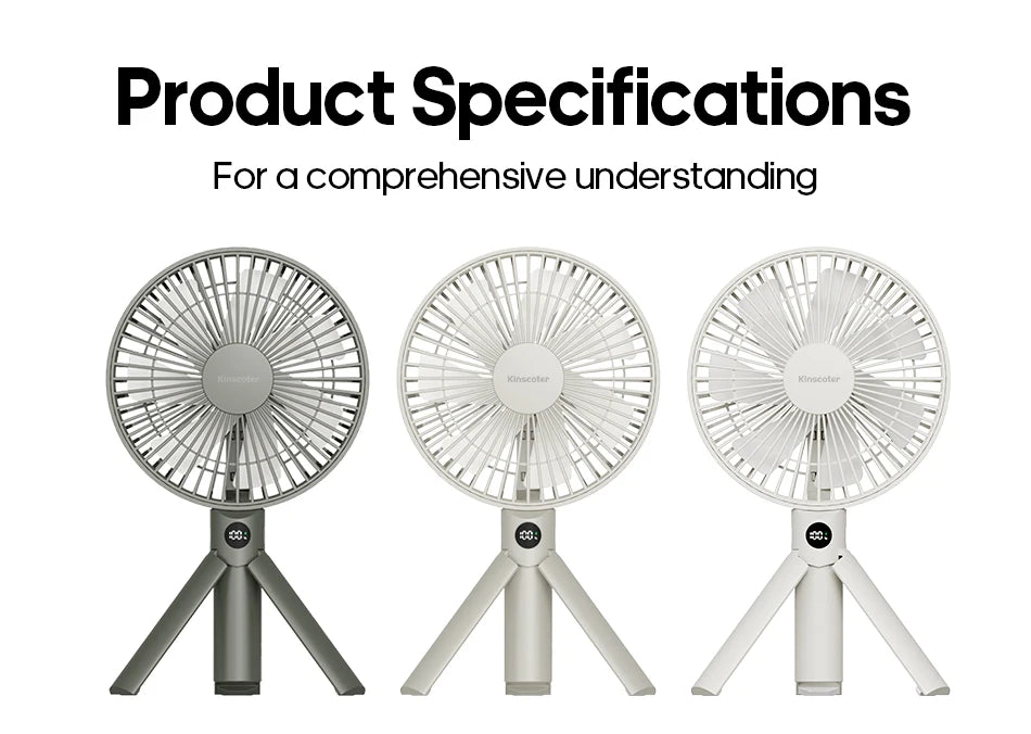 New Portable Folding Handheld Fan 3000mAh Desktop Rechargeable Fan Angle Adjustable for Home Outdoor Travel Camping