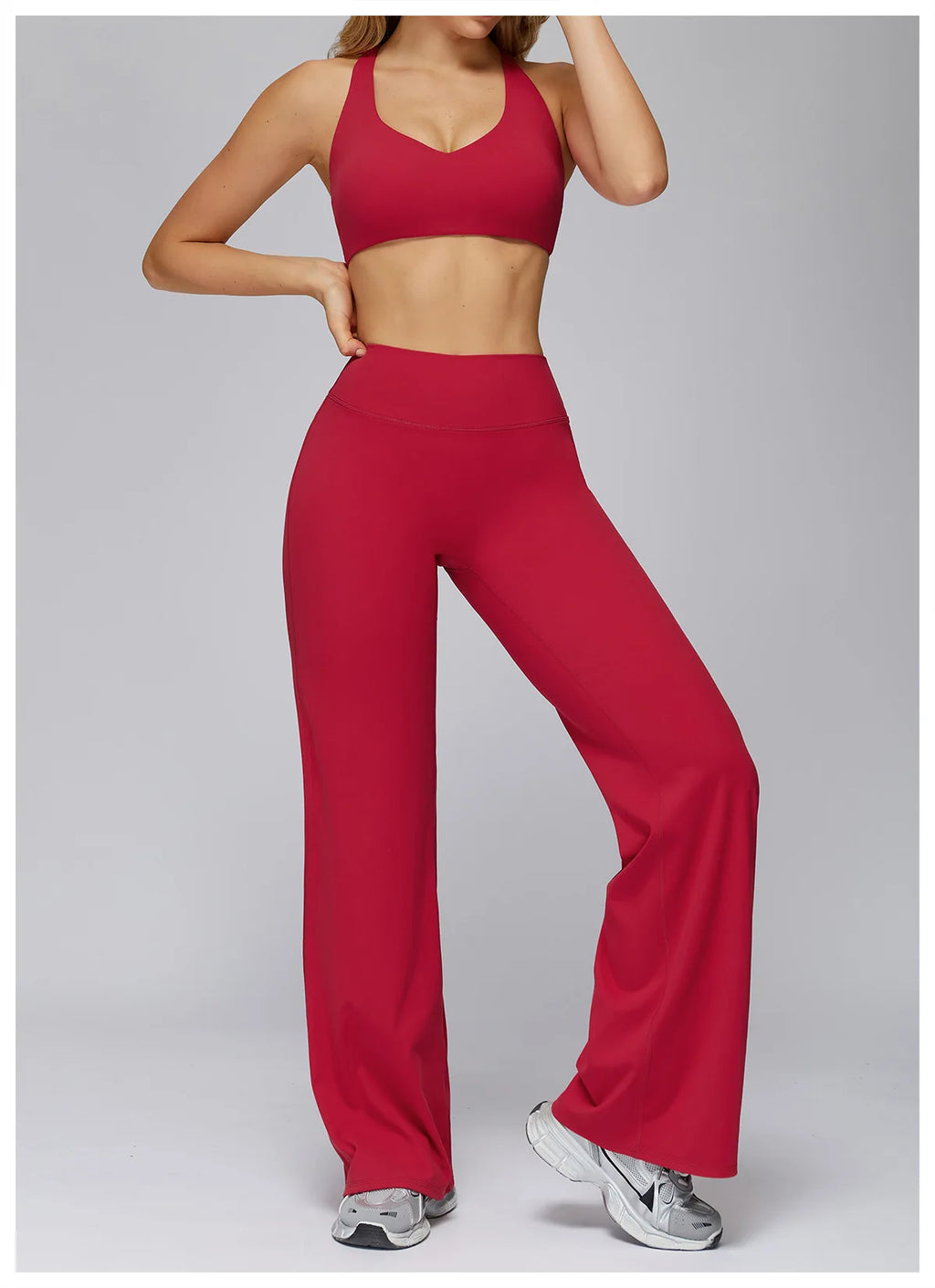 Women's Sports Yoga Pants High Waisted Straight Flared Trousers Running Fitness Sport Trousers Female Gym Casual Sports Pants