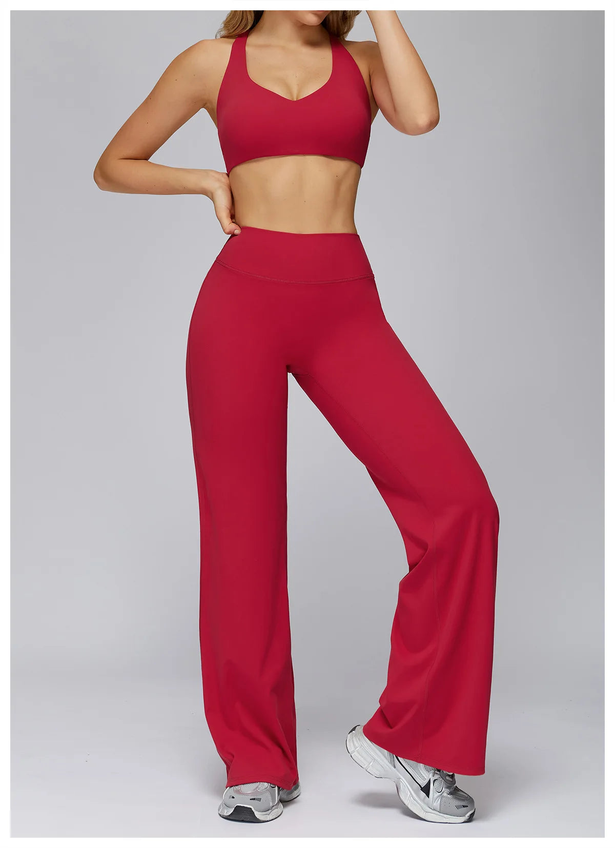 Women's Sports Yoga Pants High Waisted Straight Flared Trousers Running Fitness Sport Trousers Female Gym Casual Sports Pants