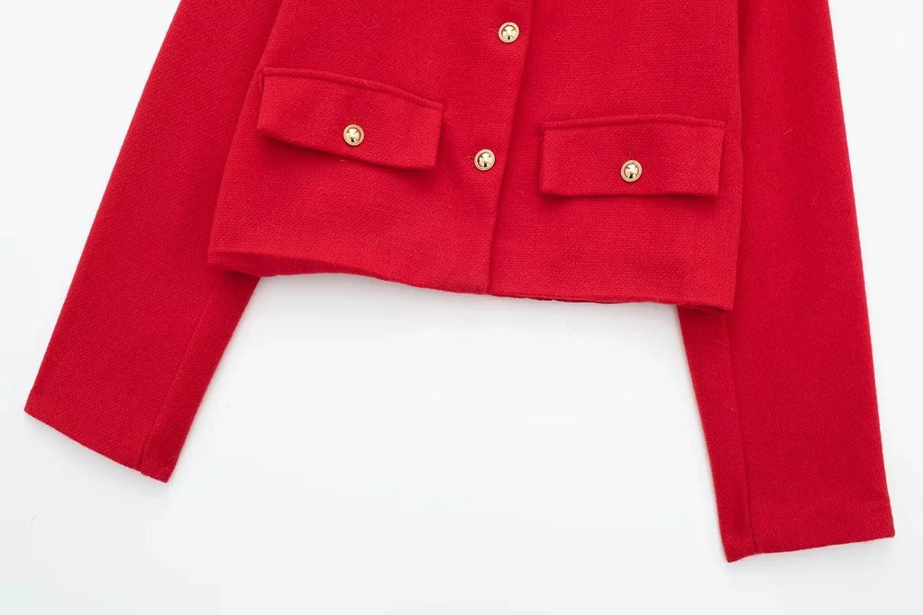 HH Women Vintage Solid Coat Button Long Sleeve O Neck Jacket With Pocket 2024 Spring Elegant Female Casual Outerwear Jakcet