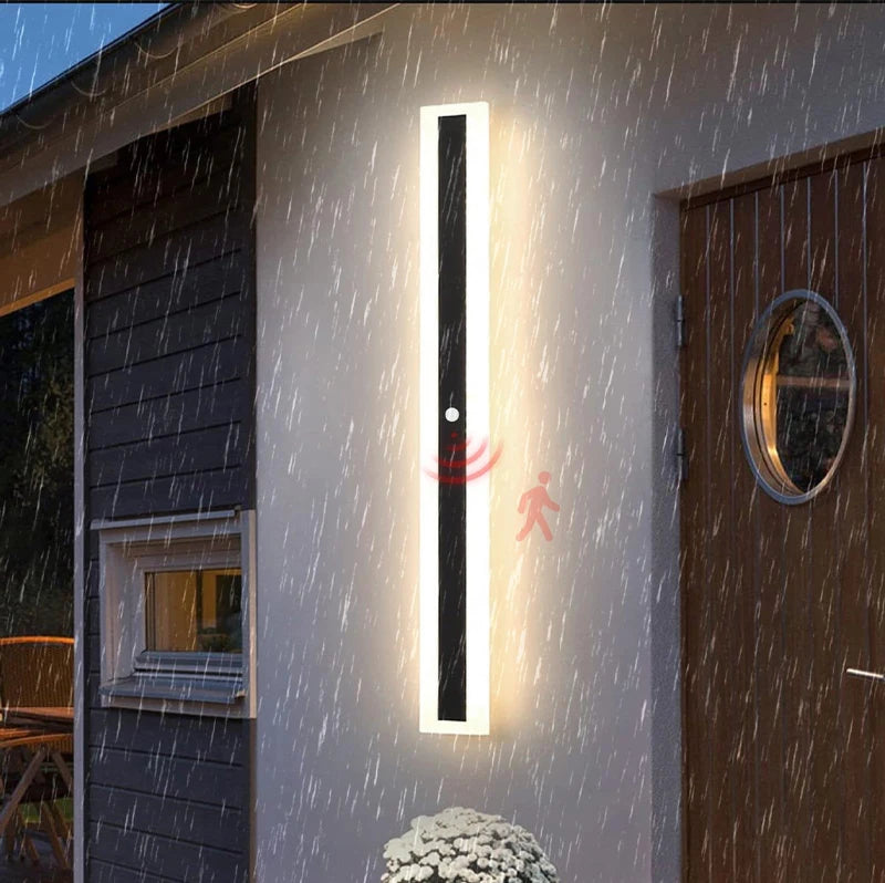 Outdoor Wall Light With Motion Sensor 90v 240v IP65 Waterproof Porch Lamp LED Long Garden Lamps For Villa Garage Lighting