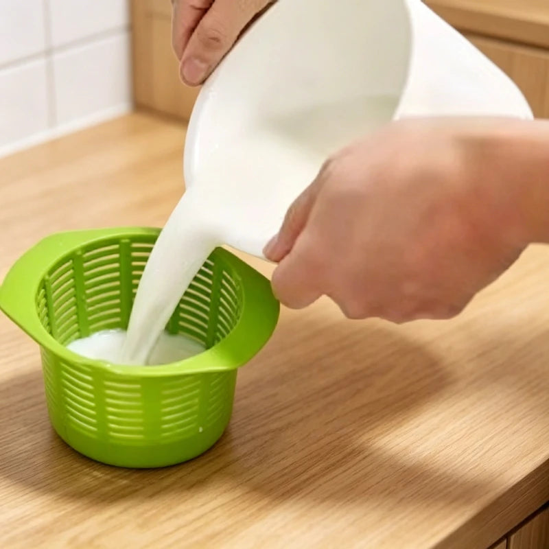 Silicone Microwave Fresh Cheese Maker Kit, Cheese Whey Drain Filter Bucket with Recipe for Homemade Cheese Kitchen Gadgets