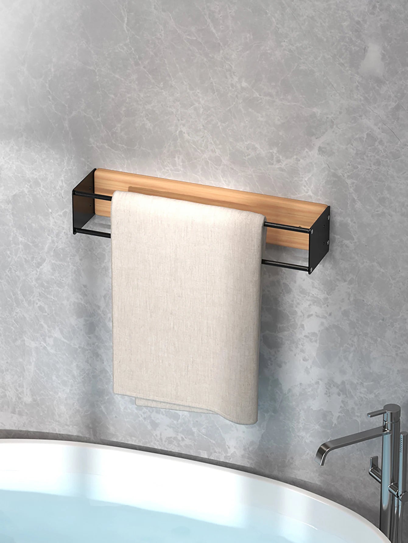 Bathroom wall mounted towel rack, bathroom decorative towel rack, towel hanging rack, roll towel storage, no drilling required