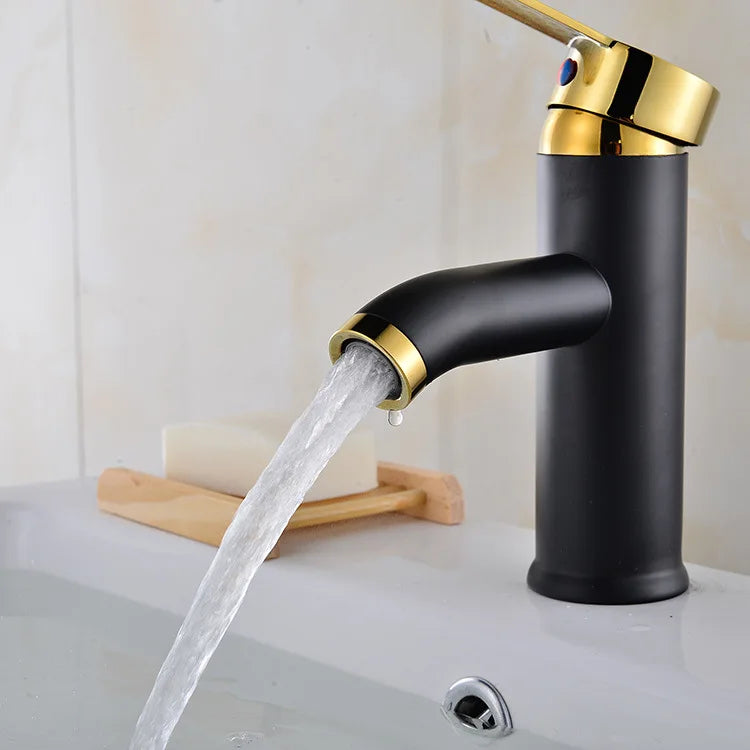 Black Basin Faucet Stainless Steel Paint Faucet Bathroom Single Handle Basin Faucets Blacked Single Hole Hot Cold Mixer Tap