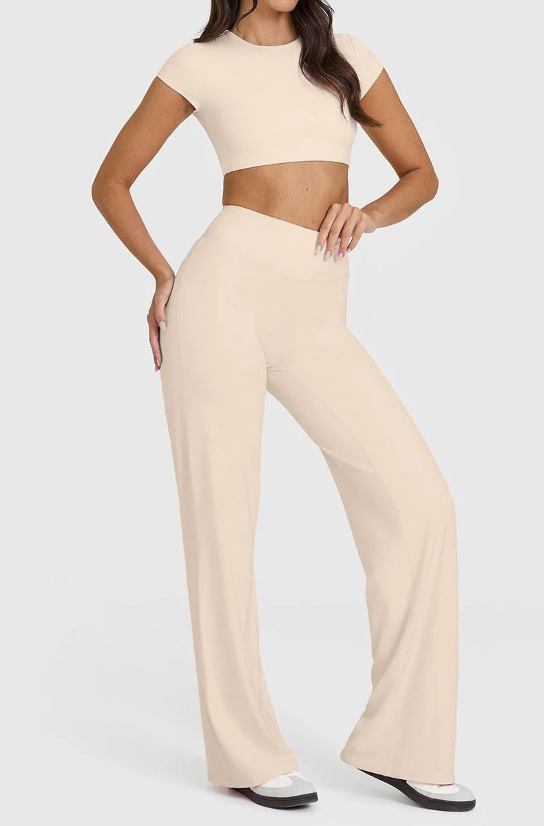 Straight Leg Yoga Pants Soft Butter Fabric Women Clothes Middle Waist Gym Pants Leggings Fitness Pilates Running Sports Trousers