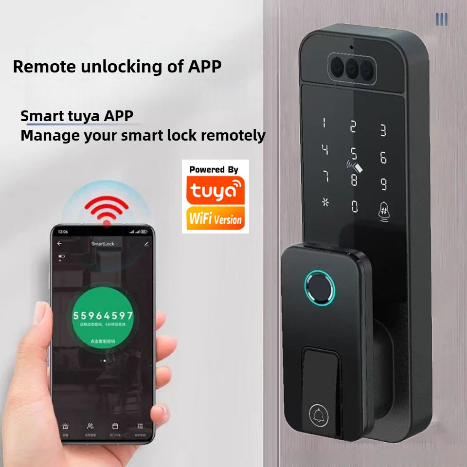 Waterproof 3D Face Recognition Outdoor Gate Fingerprint Lock Tuya WiFI App Passcode Rfid Card Keyless Electronic Smart Door Lock