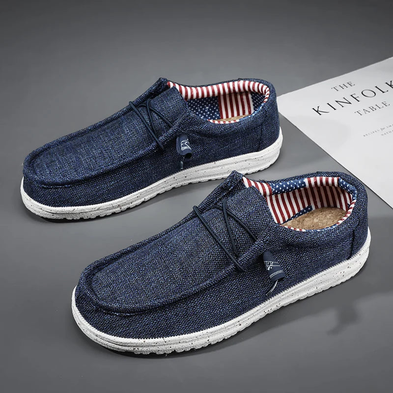 Men Shoes Casual Canvas Loafers Shoes Light Breathable Flats Leisure Male Vulcanized Shoes Walking Sneakers Plus Size 39-46
