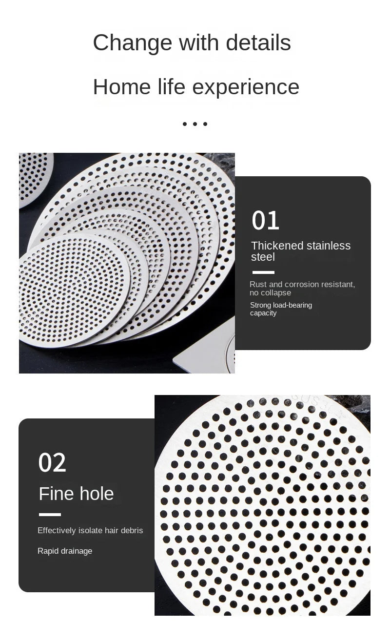 Drain Cover Bathroom Tool 304 Stainless Bathroom Accessories Sink Strainer Drains Cover Floor Drain Pad Hair Filter