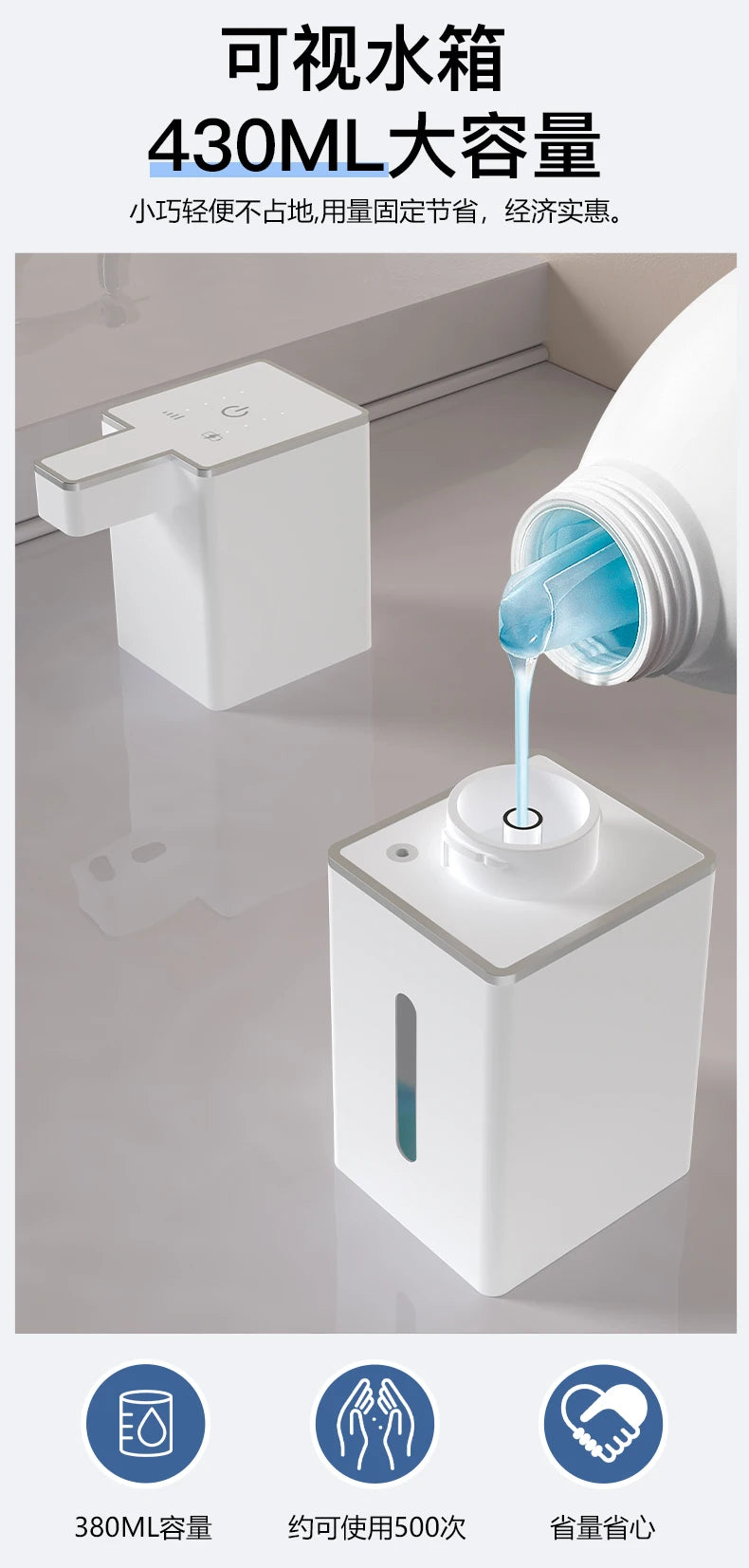 Automatic Inductive Soap Dispenser Foam Washing Dispensers 400ML Smart Hand Washing Soap Distributor PX5 Waterproof White Black