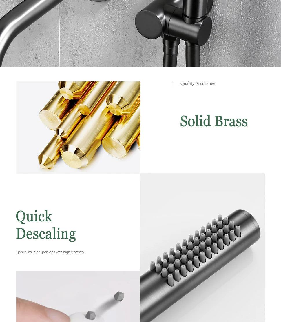Black Handheld Bathroom Faucet High-pressure Water-Saving Shower Head Hardware Accessories Round Solid Brass Hand-Hold Shower