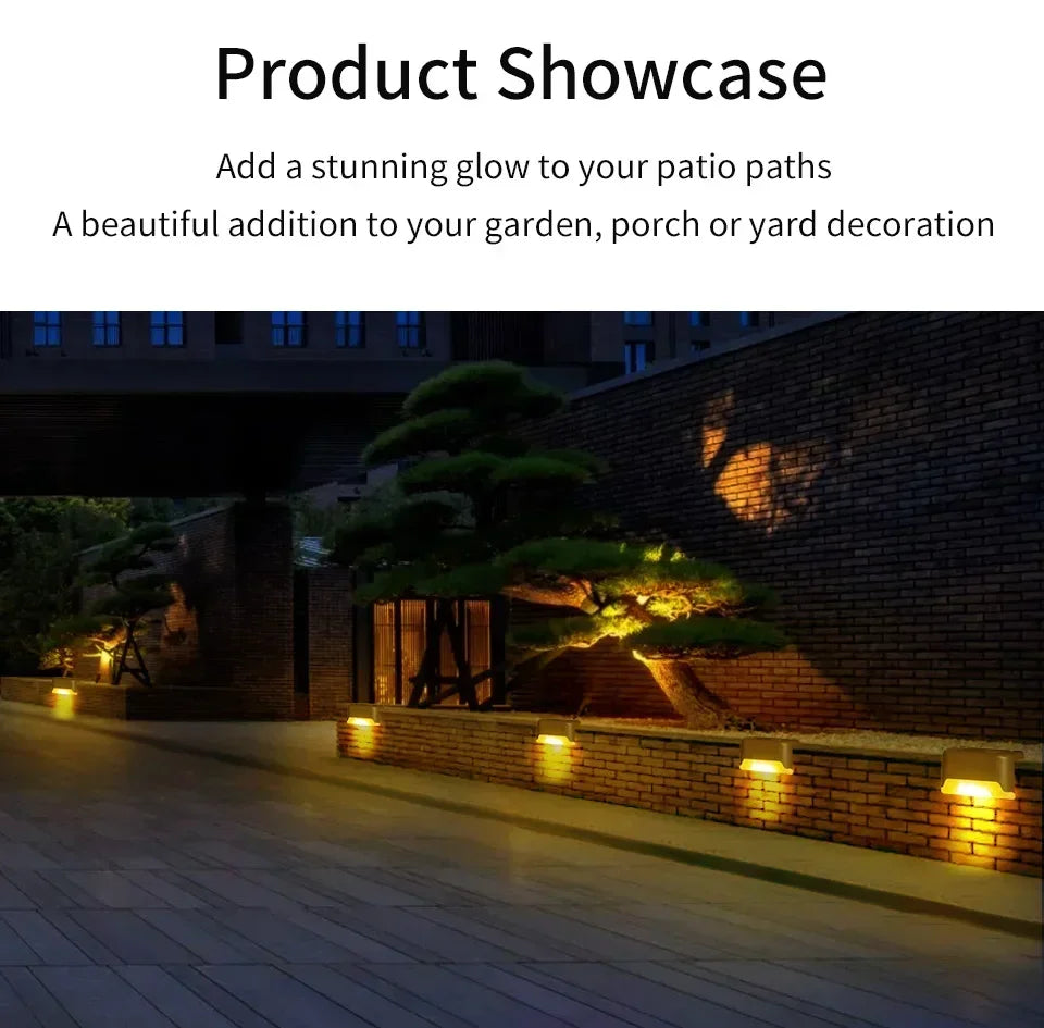 Outdoor Solar Stair Lights LED Waterproof for Garden Yard Railing Fence Lights Enhances Night Safety and Atmosphere