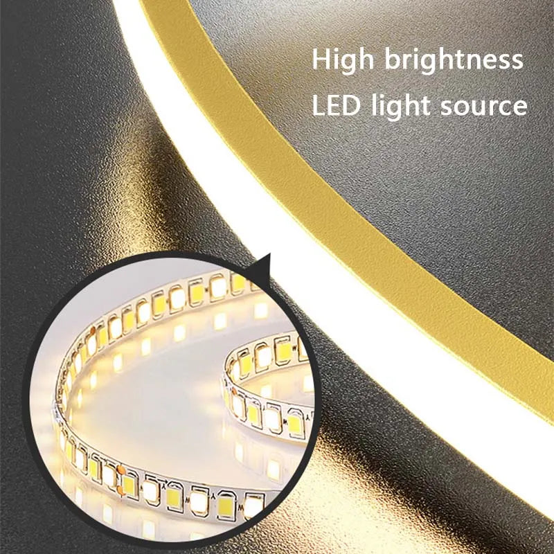 Modern simple LED living room lights light luxury Scandinavian round dining room bedroom bar chandelier creative circle light