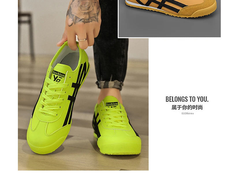Fashion Couple Canvas Shoes Classic Design Green Leather Casual Shoes For Men Trendy Low-cut Lightweight Original Men's Sneakers