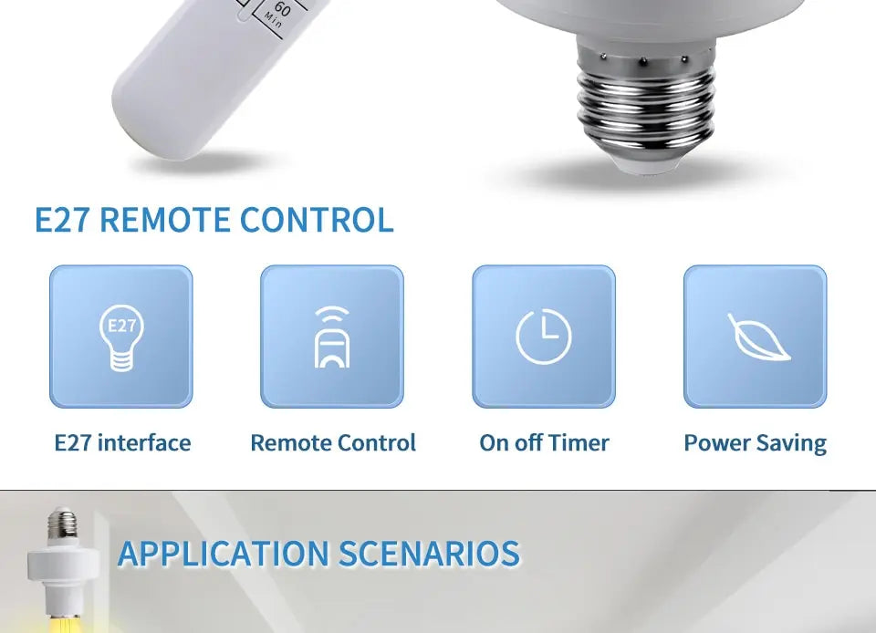 Wireless Remote Control E27 Light Socket Smart Switch LED Lamp Base House Timer Switch WiFi Light Bulb Holder Room Smart Device