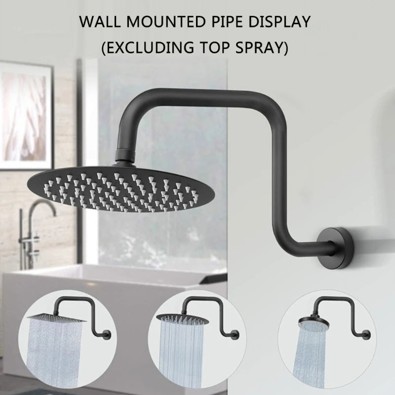 Shower Head Extension Arm, Gooseneck Risers with Flanges, High Rise Showerhead Extension Pipe for Bathroom Upgrades, 13in