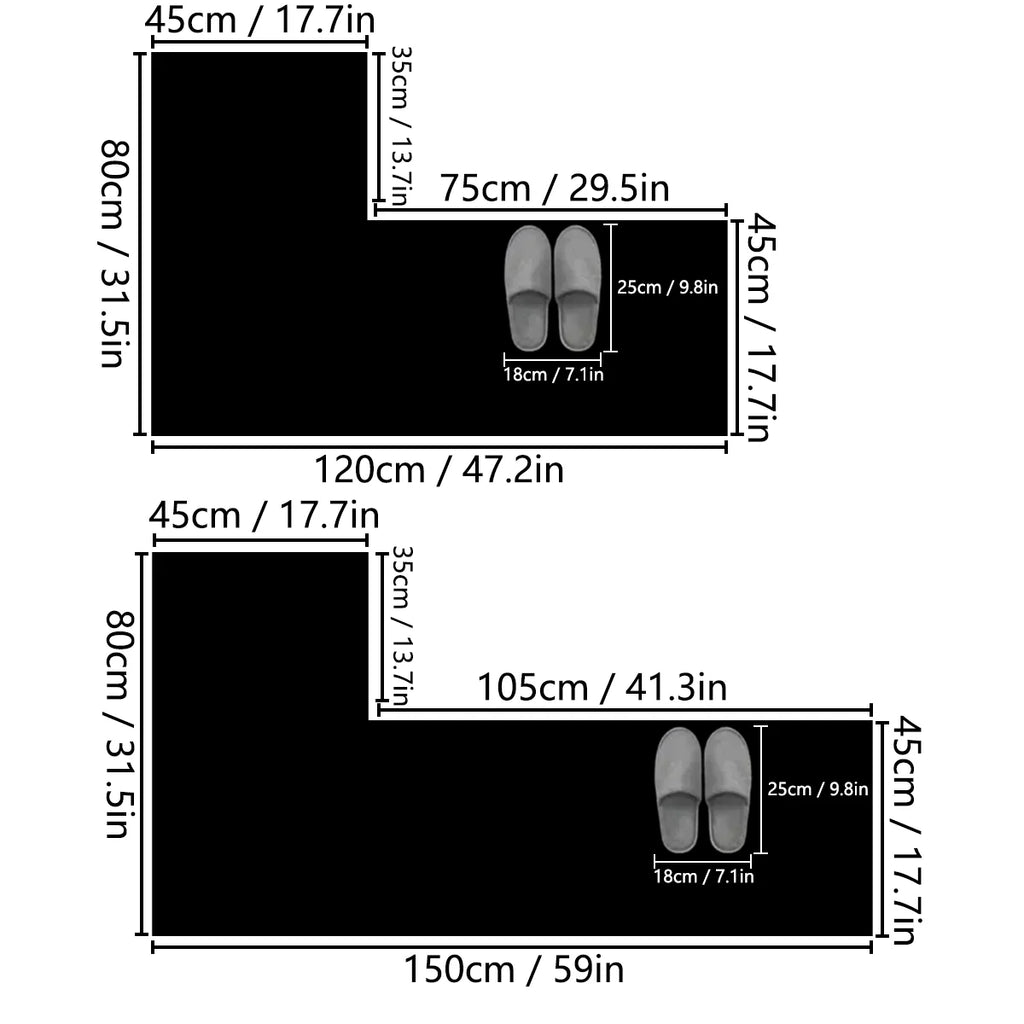 Simple L-shaped striped shower room door absorbent foot mat bathroom non-slip mat dirt-resistant toilet mat door mat