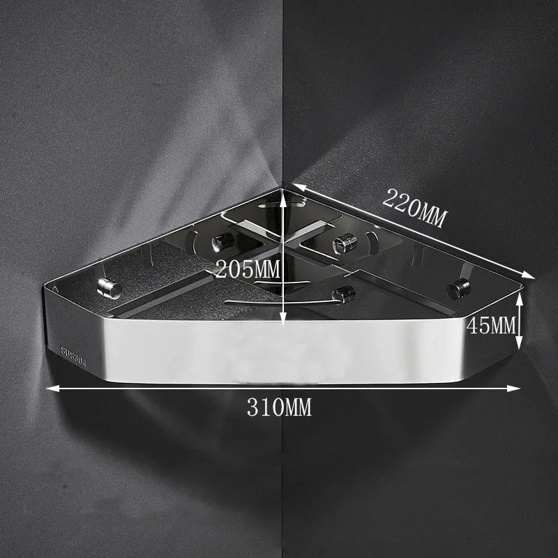 Bathroom Shelves Hardware Rack Kitchen Storage Rack 304 Stainless Steel Wall Mounted Corner Triangle Shower Holder Accessories