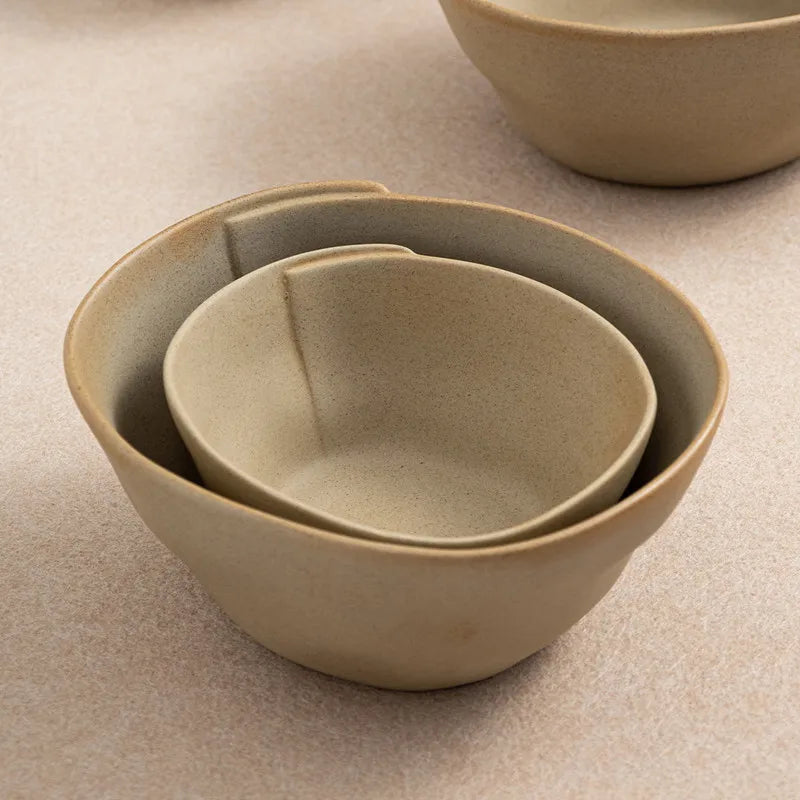 Vintage Coarse Ceramic Bowl, Soup Bowl, Fish Plate, Salad Bowls, Noodle Bowl, Soup Plate, Irregular Tableware, Kitchen Utensils