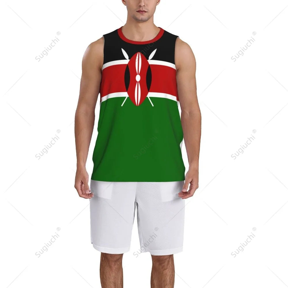 Kenya Flag Men Basketball Sports Running Fitness Multifunction Sleeveless tshirt Exclusive Custom Name Nunber