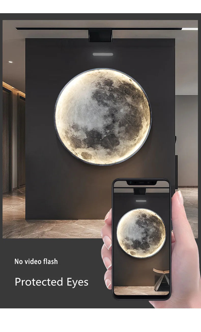 Modern Moon 3D Mural Wall Lamp Realistic LED Light Home Accessories Bedroom, Living Room Ceiling Lamp with Remote Control Decor