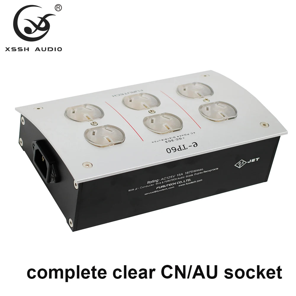 AU CN EU US Power Outlet Duplex HiFi XSSH Schuko AC Power Distributor 125V-250V 50/60Hz 15A 1875Wmax IEC Inlet Electrical Socket