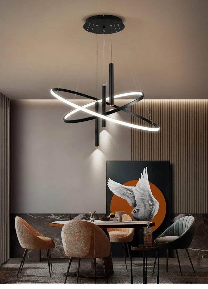 Modern Led Lights Dining Room Decor Chandeliers Simple Ring Living Bedroom Lights Home Indoor Lighting Decorative Pendant Lamps