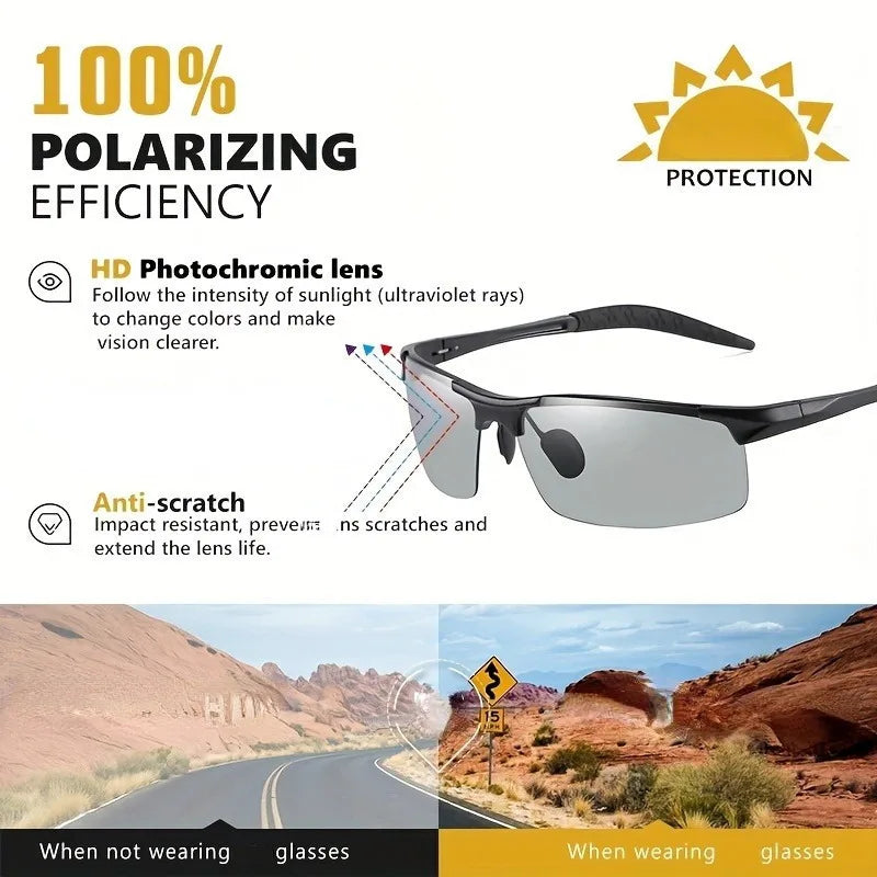 Polarized Fashion Glasses with Daytime and Nighttime Visual Functions, Scratch Resistant, UV Protection