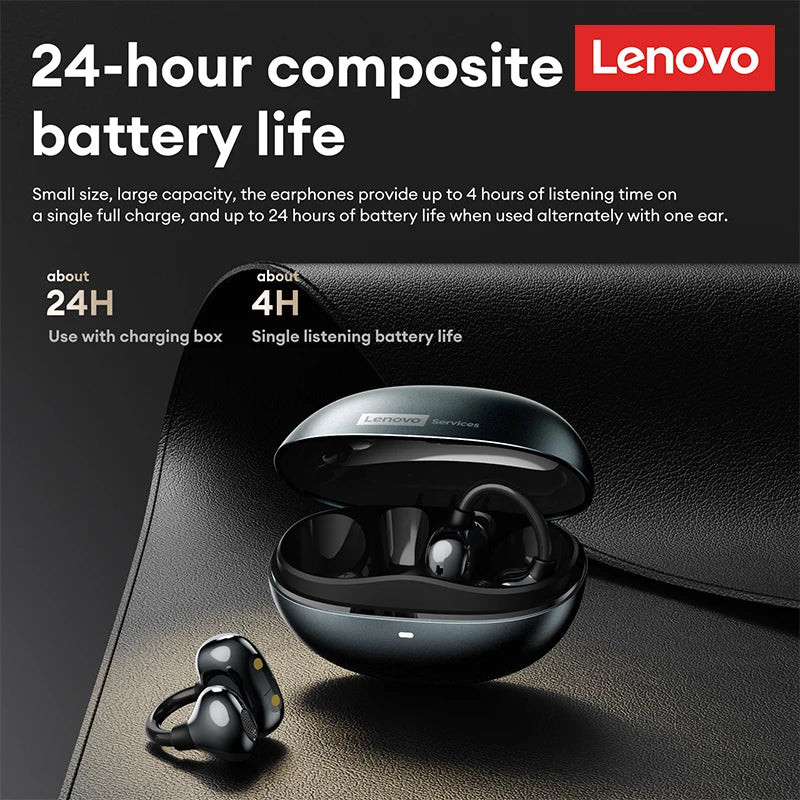 Lenovo RS106 OWS Ear Clip Bluetooth 6.0 Earphones Stereo Sound Sports Music Wireless Headphones Low Latency HD Call Earbuds New