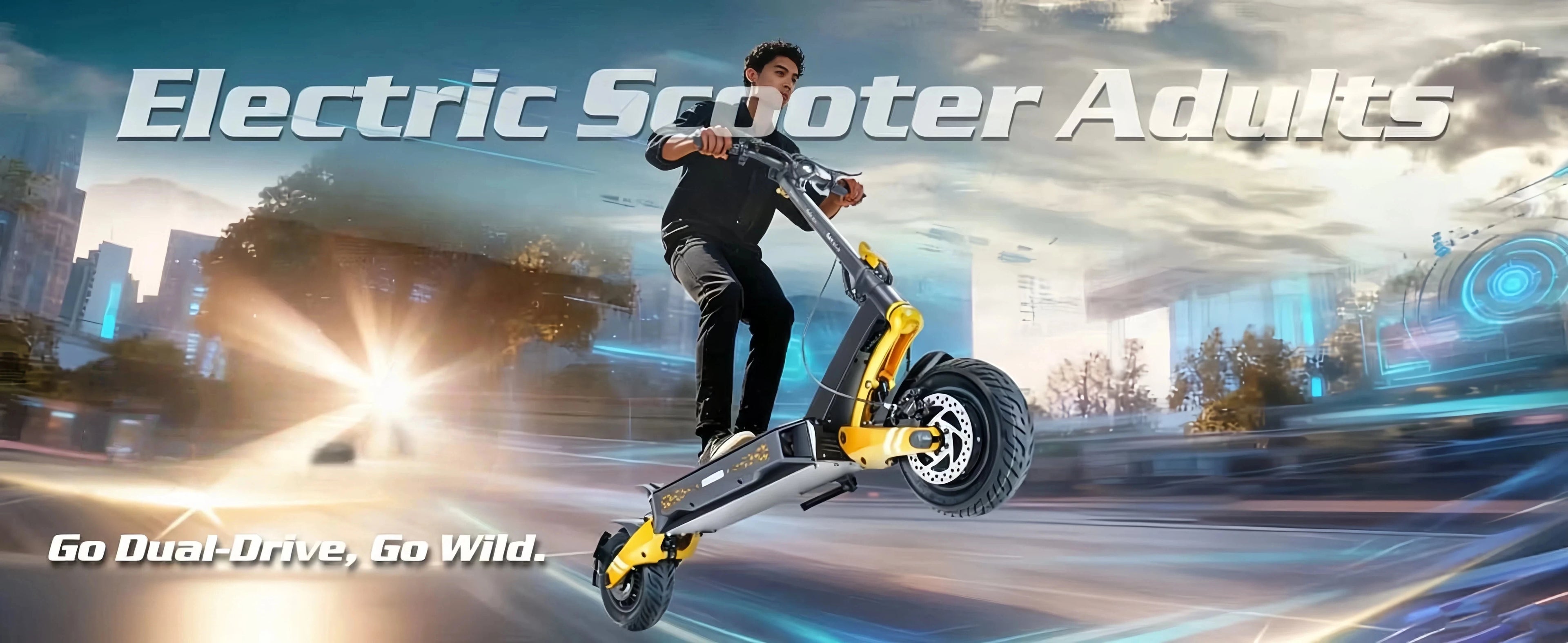 Foldable Electric Scooter for Adults, Motor 3000W*2, 50V 23Ah Battery, Long Range 50-70 Miles, 10" Off-Road Tires, High Power Commuter Scooter
