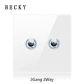 White Tempered Glass Work Driving Arm Wall Light Switch Led Indicator Light EU UK Standard 1/2/3/4gang Bedroom Usb Switch Socket