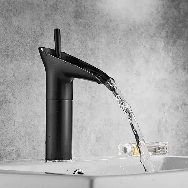 Bathroom Faucet Single Lever Waterfall Basin Faucet Brass Antique Hot and Cold Bathroom Sink Mixer Wine Glass Style Taps